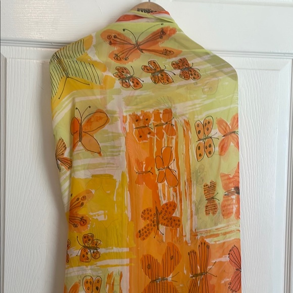 Butterfly Print Scarf in Orange and Yellow - Picture 1 of 2
